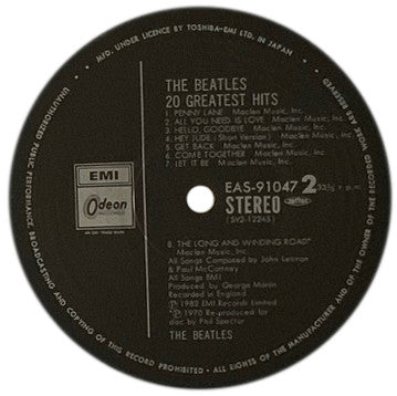 The Beatles - 20 Greatest Hits (2xLP, Compilation) - Very Good (VG) / Very Good Plus (VG+)