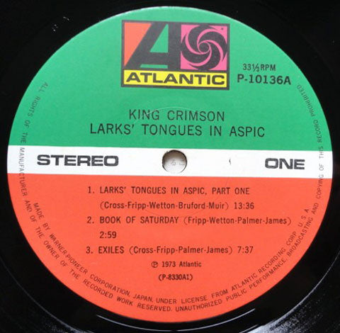 King Crimson - Larks' Tongues In Aspic (LP, Album, Reissue, Stereo) - Very Good Plus (VG+) / Very Good (VG)