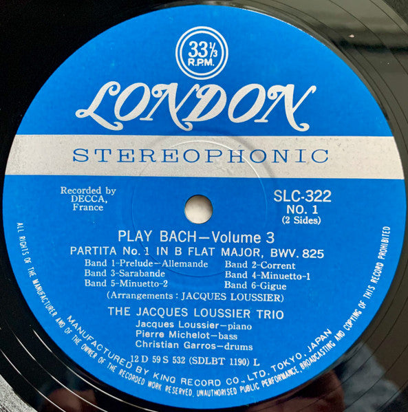 Jacques Loussier - Play Bach Vol. 3 (LP, Album)