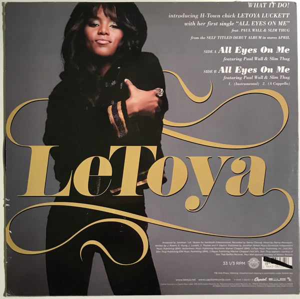 LeToya Featuring Paul Wall & Slim Thug - All Eyes On Me (12", Single)