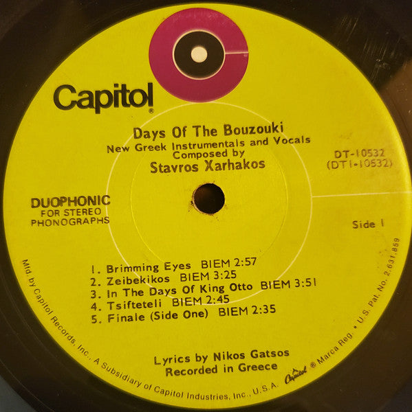 Stavros Xarhakos* - Days Of The Bouzouki (LP, Album)