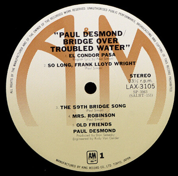 Paul Desmond - Bridge Over Troubled Water (LP, Album, Ltd, RE)
