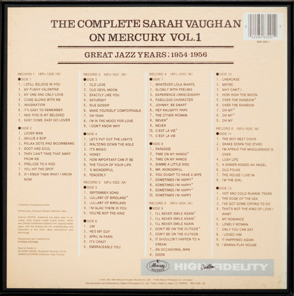 The Complete Sarah Vaughan On Mercury Vol. 1 - Great Jazz Years; 1954-1956