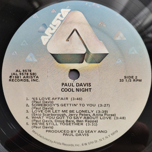 Paul Davis (3) - Cool Night (LP, Album, Stereo) - Very Good Plus (VG+) / Very Good Plus (VG+)