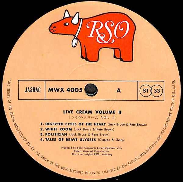 Cream (2) - Live Cream Volume II (LP, Album) - Very Good Plus (VG+) / Very Good Plus (VG+)