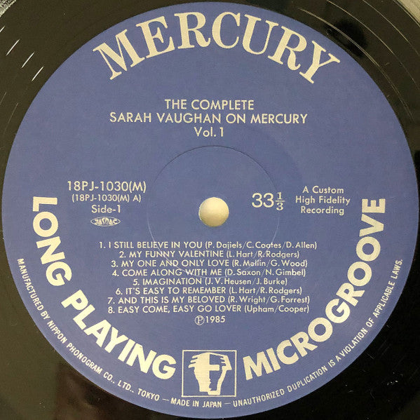 The Complete Sarah Vaughan On Mercury Vol. 1 - Great Jazz Years; 1954-1956
