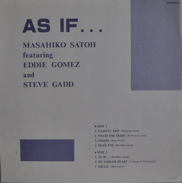 Masahiko Satoh - As If ... (LP, Album) - Very Good (VG) / Very Good Plus (VG+)