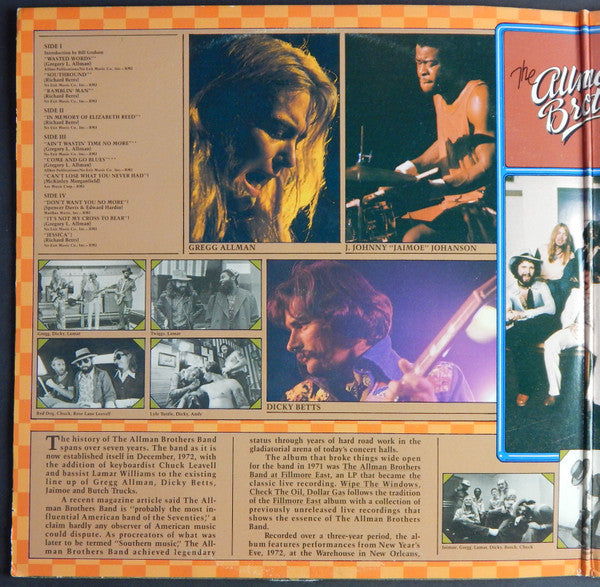 The Allman Brothers Band - Wipe The Windows, Check The Oil, Dollar Gas (3xLP, Album) - Very Good Plus (VG+) / Good Plus (G+)