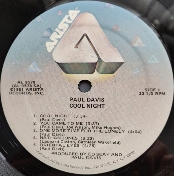 Paul Davis (3) - Cool Night (LP, Album, Stereo) - Very Good Plus (VG+) / Very Good Plus (VG+)