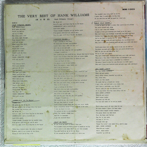 The Very Best Of Hank Williams Vol. 1