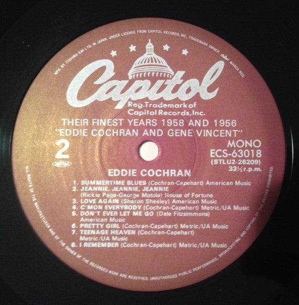 Eddie Cochran - Their Finest Years: 1958 And 1956 (3xLP, Compilation) - Very Good Plus (VG+) / Very Good Plus (VG+)