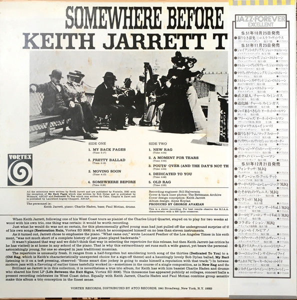 Keith Jarrett Trio - Somewhere Before = サムホエア・ビフォー(LP, Album, Reiss...