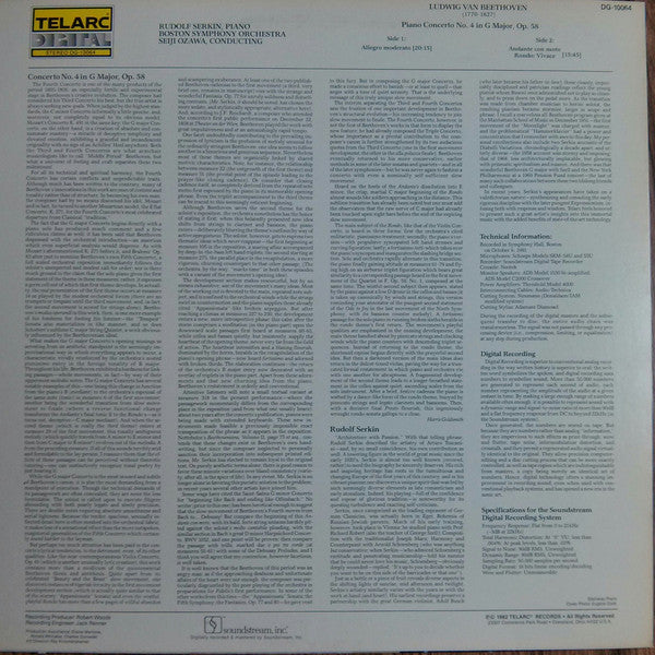 Rudolf Serkin - Beethoven Piano Concerto No. 4 In G Major, Op. 80 (2xLP, Album, Stereo) - Very Good Plus (VG+) / Very Good Plus (VG+)