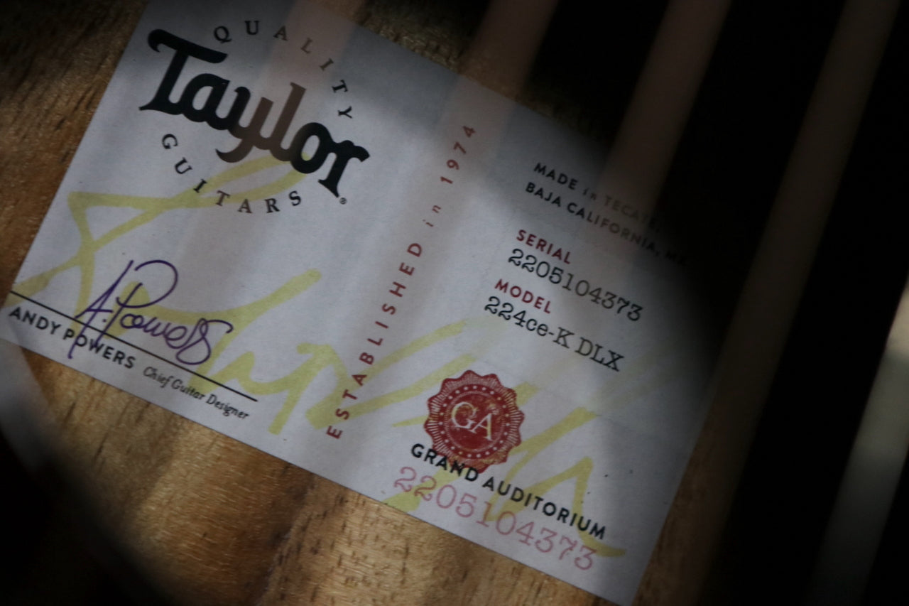 Taylor 224ce-Koa DLX ES2 SEB [Taylor certified repairman worker store]