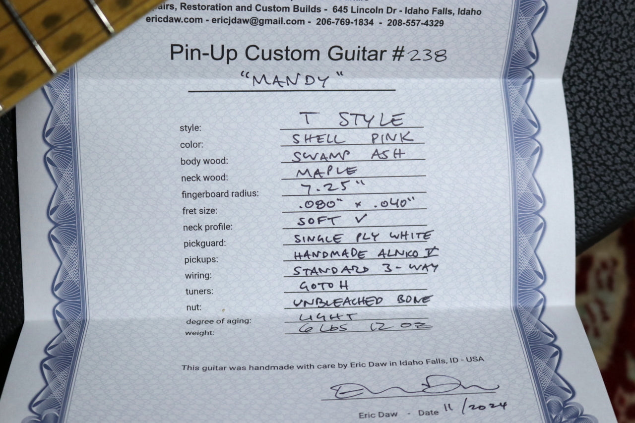 Eric Daw Custom Guitars 【Demo Video Available】#238 "MANDY" TL Shell Pink