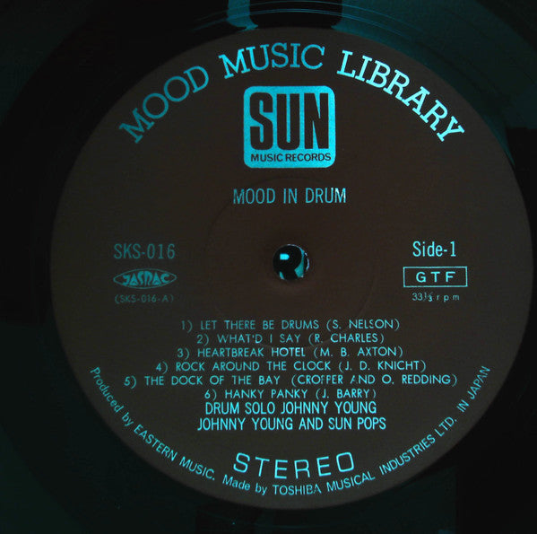 Johnny Young (5) And Sun Pops* - Mood In Drum (LP, Album, Red)