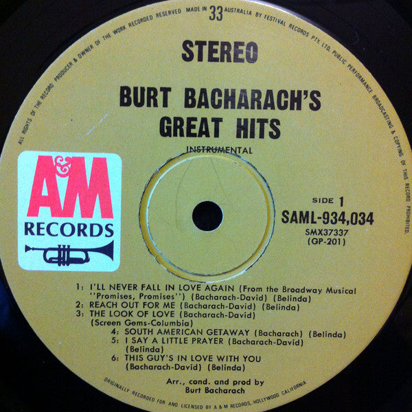 Burt Bacharach - Burt Bacharach's Great Hits (LP, Comp, Gat)