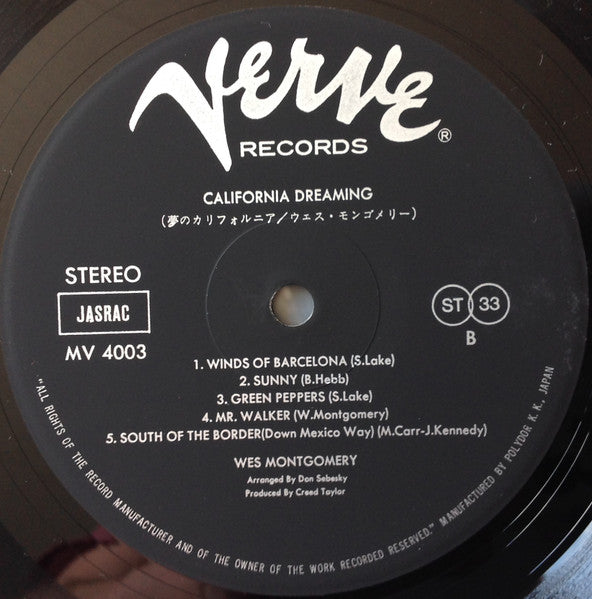Wes Montgomery - California Dreaming = 夢のカリフォルニア(LP, Album, Reissue...