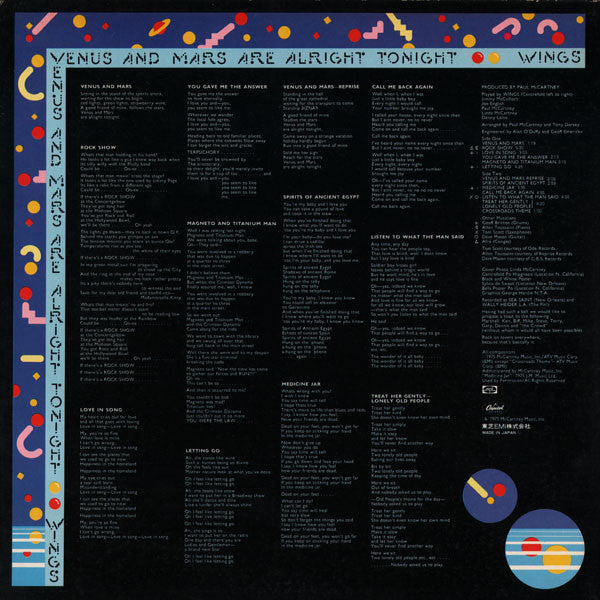 Wings (2) - Venus And Mars (LP, Album, RE, RP, Bla)