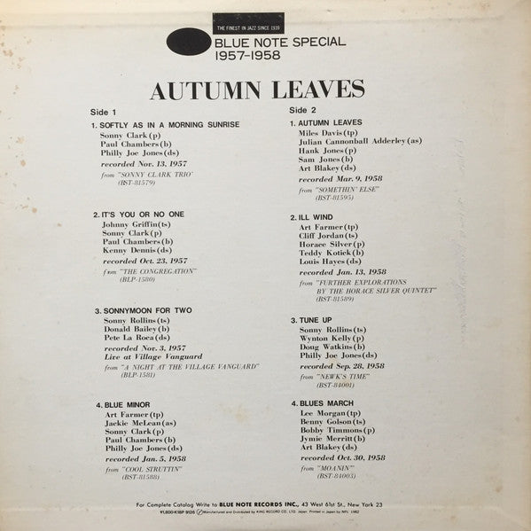 Various - Autumn Leaves - Blue Note Special 1957 - 1958(LP, Compila...