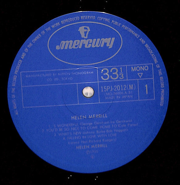Helen Merrill - Helen Merrill (LP, Album, Mono, RE)