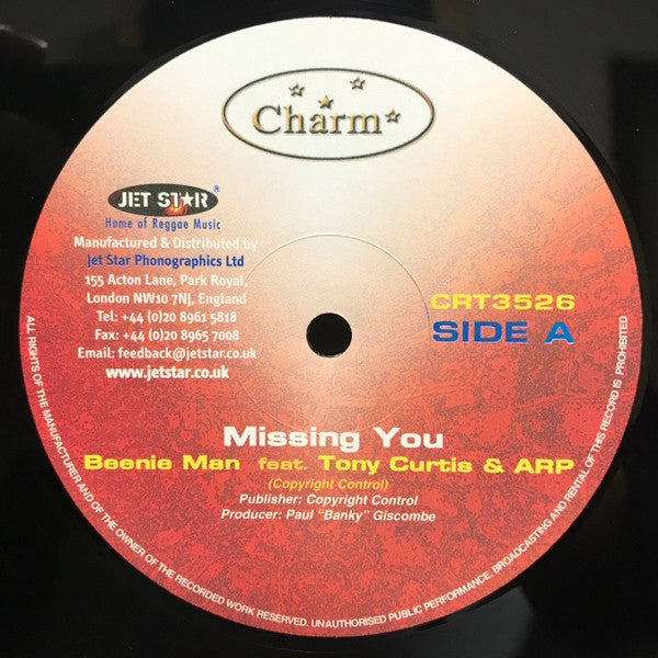 Beenie Man - Missing You / Sweetness Of Your Love(12", 45 RPM)