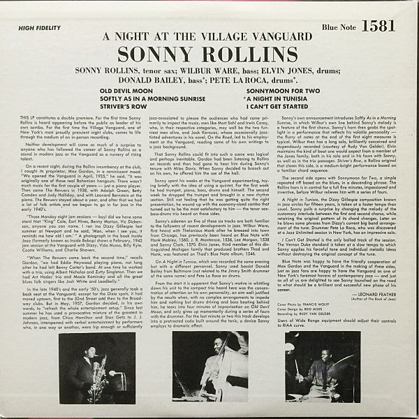 Sonny Rollins - A Night At The "Village Vanguard"(LP, Album, Limite...
