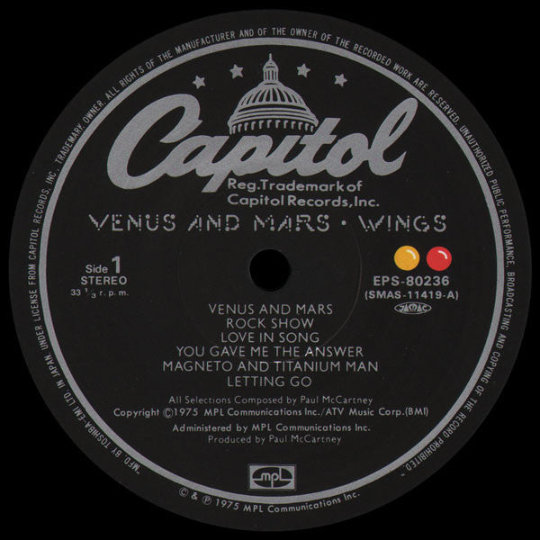 Wings (2) - Venus And Mars (LP, Album, RE, RP, Bla)