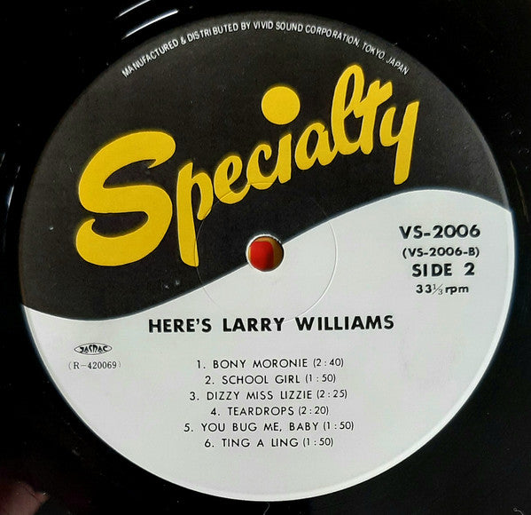 Larry Williams (3) - Here's Larry Williams (LP, Album, RE)