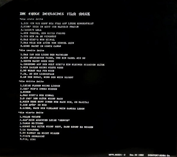 Various - Die Ewige Deutsches Film Musik = 不滅のドイツ映画主題歌曲集(LP, Compil...