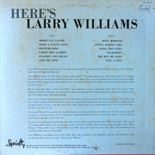 Larry Williams (3) - Here's Larry Williams (LP, Album, RE)