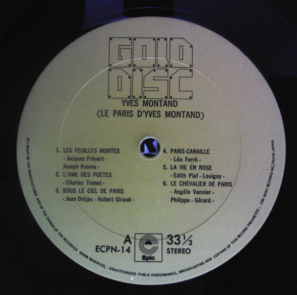 Yves Montand - Gold Disc (Le Paris D'Yves Montand) (LP, Comp)